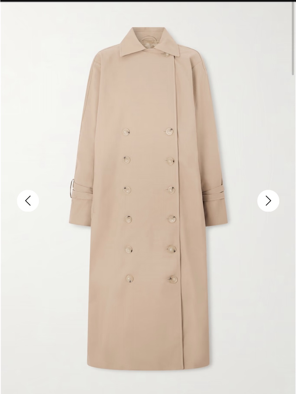 Toteme Double-breasted cotton-blend gabardine trench coat